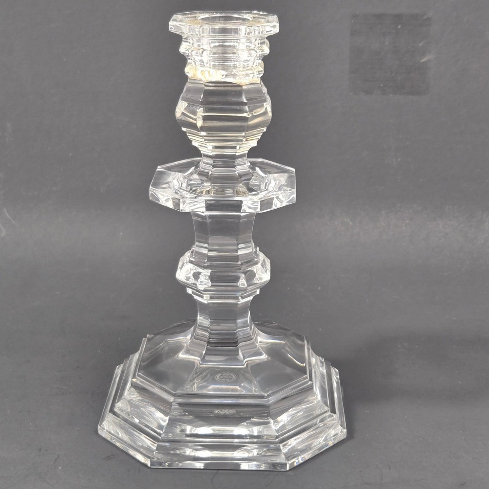Baccarat Crystal Harcourt Candlestick Holder 8" Single Vintage - Repaired As-Is